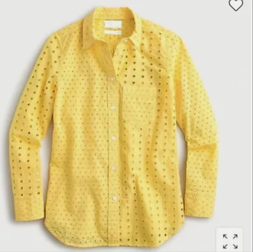 J Crew Classic-fit Shirt in Eyelet Yellow size 4 BNWT
